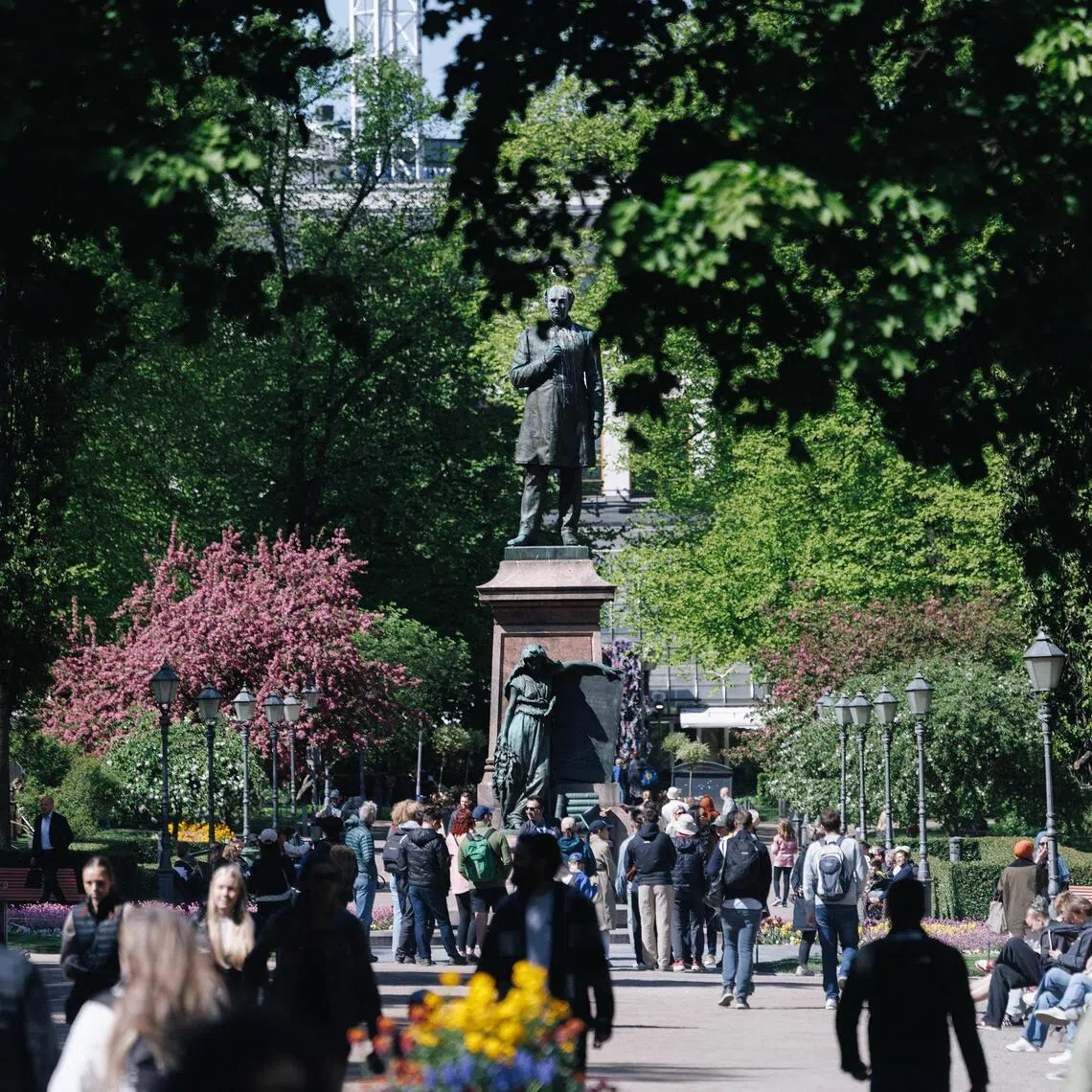 The Esplanadi, a linear park in downtown Helsinki. A rail route now stretches from northern Finland to southern Europe for the first time since the 1990s.