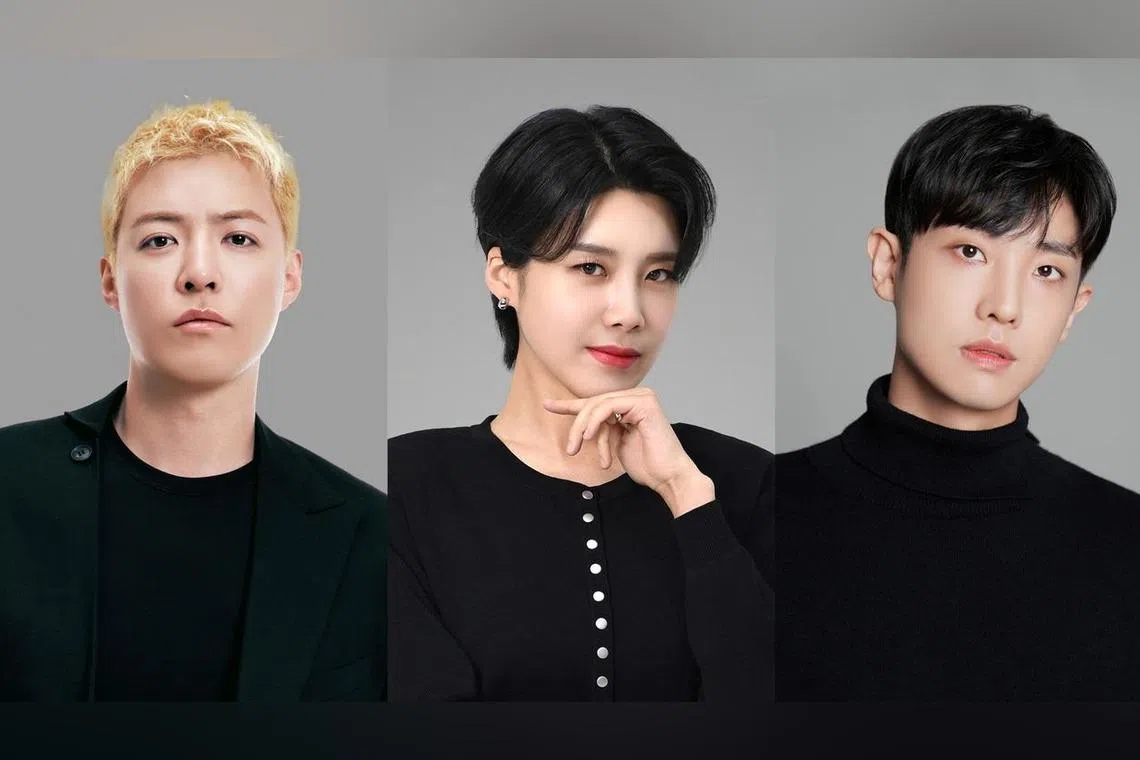 Emcees of My AI Partner: Strange Romance are (from left) Kangnam, Jang Do-yeon and Lee Joon.