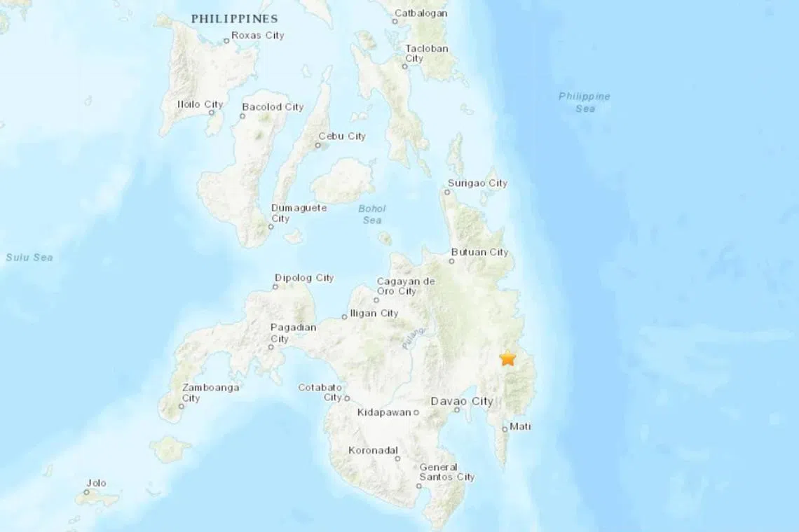 The quake struck at 6.44pm at a depth of 2 km in Monkayao town in Davao de Oro province.