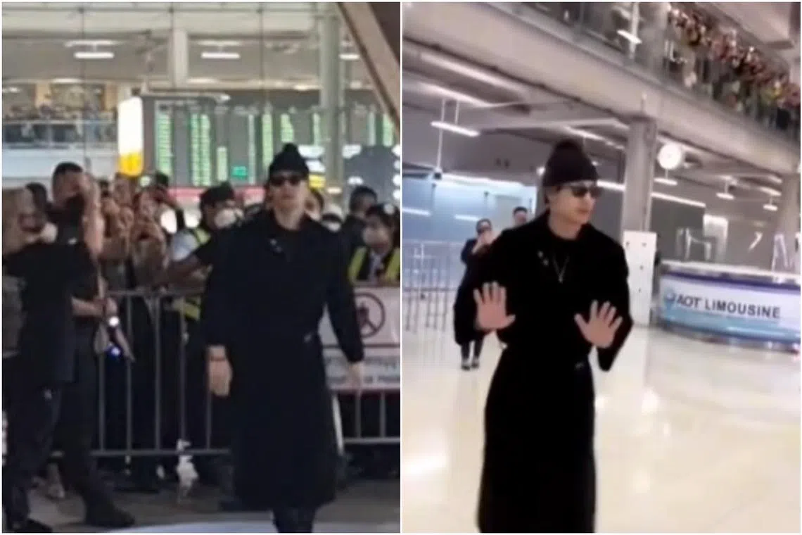 Hundreds of fans were seen waiting for Jackson Wang at the Bangkok airport, according to videos posted on social media platforms.