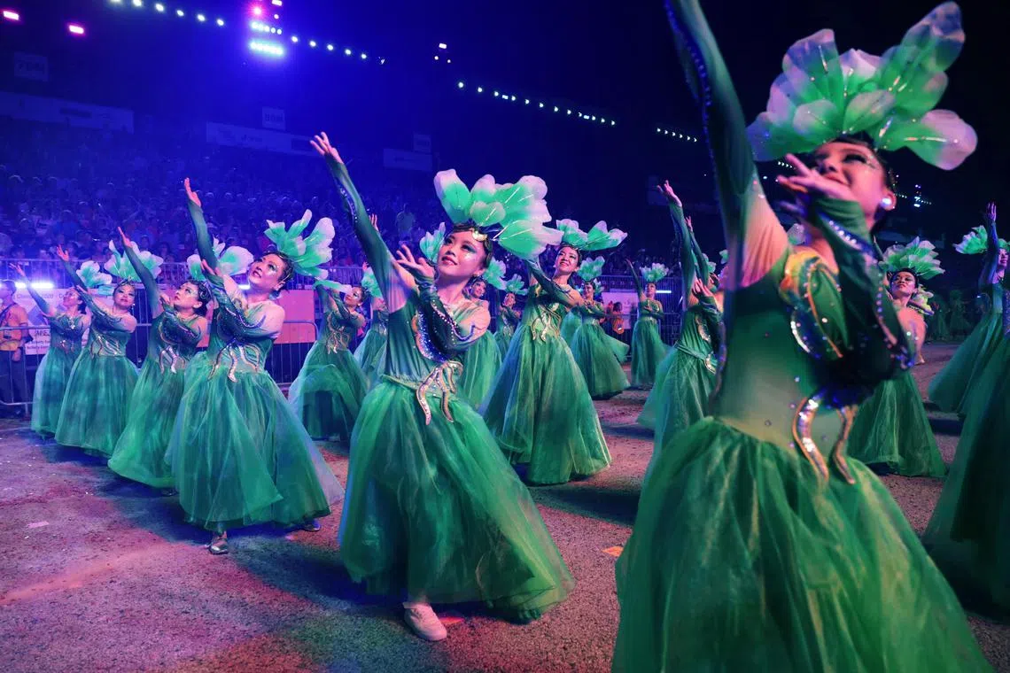 Performers at the Chingay Parade in 2020. The theme of the 2022 Chingay parade is “Embrace Tomorrow”. 
