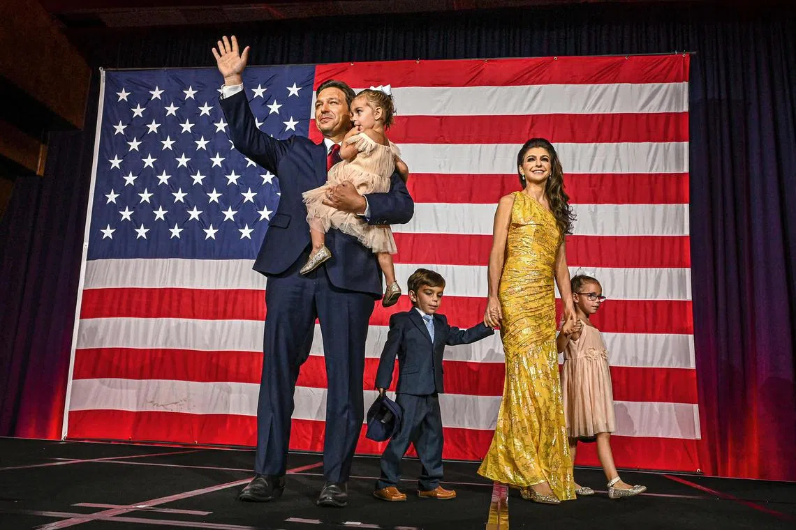 A 2022 photo shows Florida Governor Ron DeSantis with his wife Casey DeSantis and children Madison, Mason and Mamie.