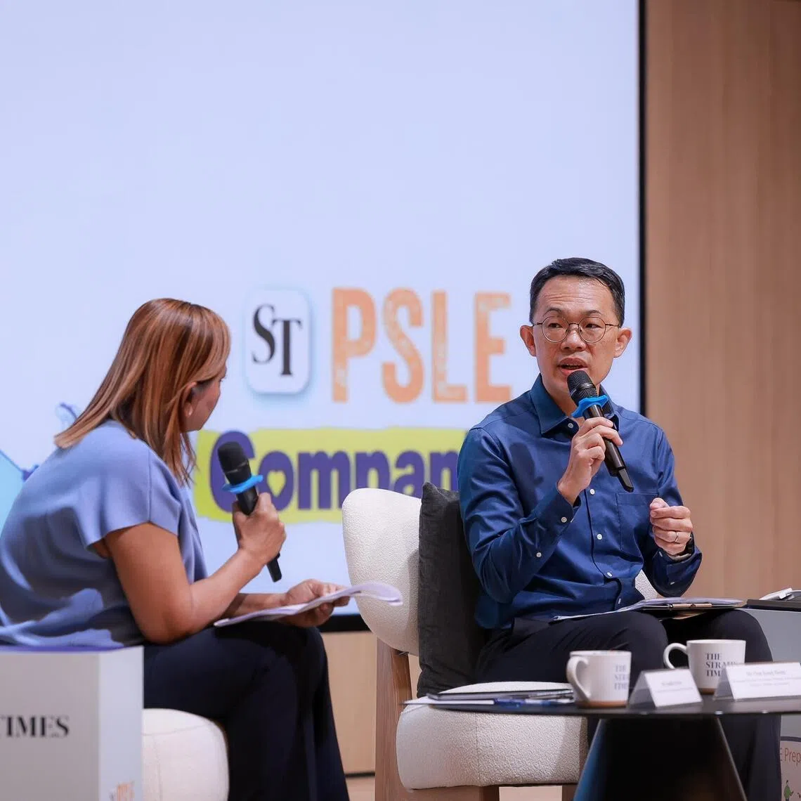 In conversation with Mr Ong Kong Hong (right), divisional director of Curriculum Planning and Development Division 1, Ministry of Education (MOE), moderated by The Straits Times senior education correspondent Sandra Davie at The Straits Times PSLE Prep Forum on April 4, 2026.