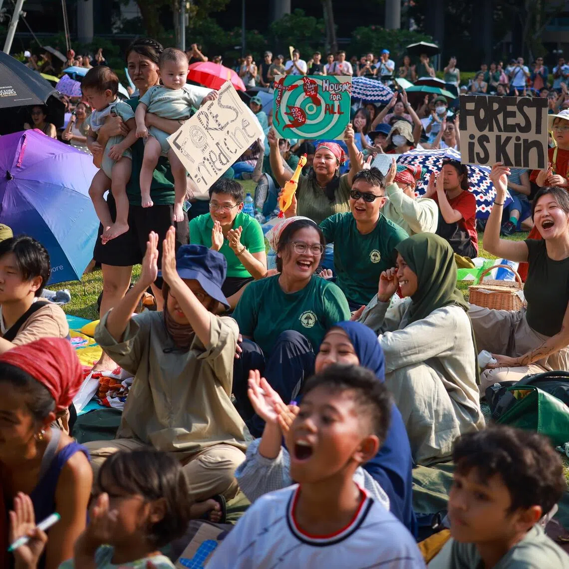 Nature lovers and activists at a rally organised by SG Climate Rally in Hong Lim Park on Aug 16.