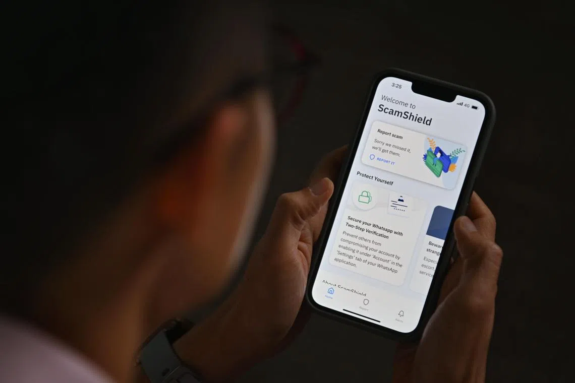 Mr Kwek Boon Siang, principal psychologist at the crime, investigation and forensic psychology branch of the Home Team Behavioural Sciences Centre uses a ScamShield app on his smartphone  on December 30, 2022
Interviews for the MHA-ST scaminar to be held on Jan 18. Will be interviewing Mr Kwek Boon Siang, principal psychologist at the crime, investigation and forensic psychology branch of the Home Team Behavioural Sciences Centre. And DAC Aileen Yap of the police Anti-Scam Command. They will be talking about scams in Singapore.