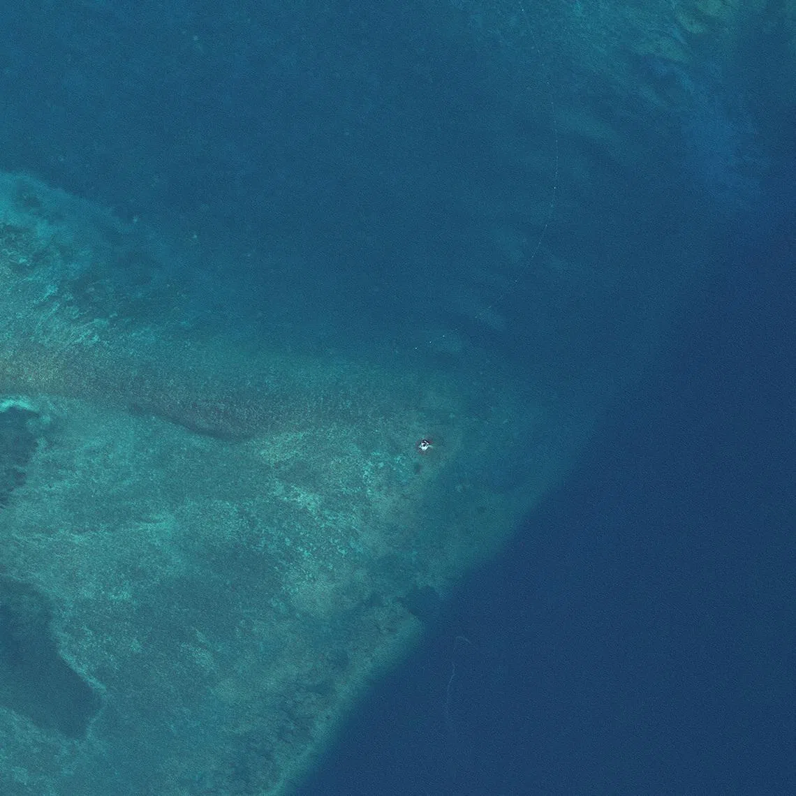 A satellite image shows a possible raft at the opening to Scarborough Shoal, in the South China Sea, May 27, 2026. Vantor/Handout via REUTERS