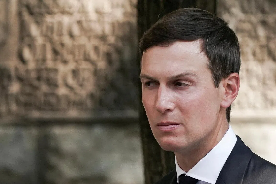 FILE PHOTO: Jared Kushner attends the funeral for Ivana Trump, socialite and first wife of former U.S. President Donald Trump, in New York City, U.S., July 20, 2022. REUTERS/Jeenah Moon/File Photo