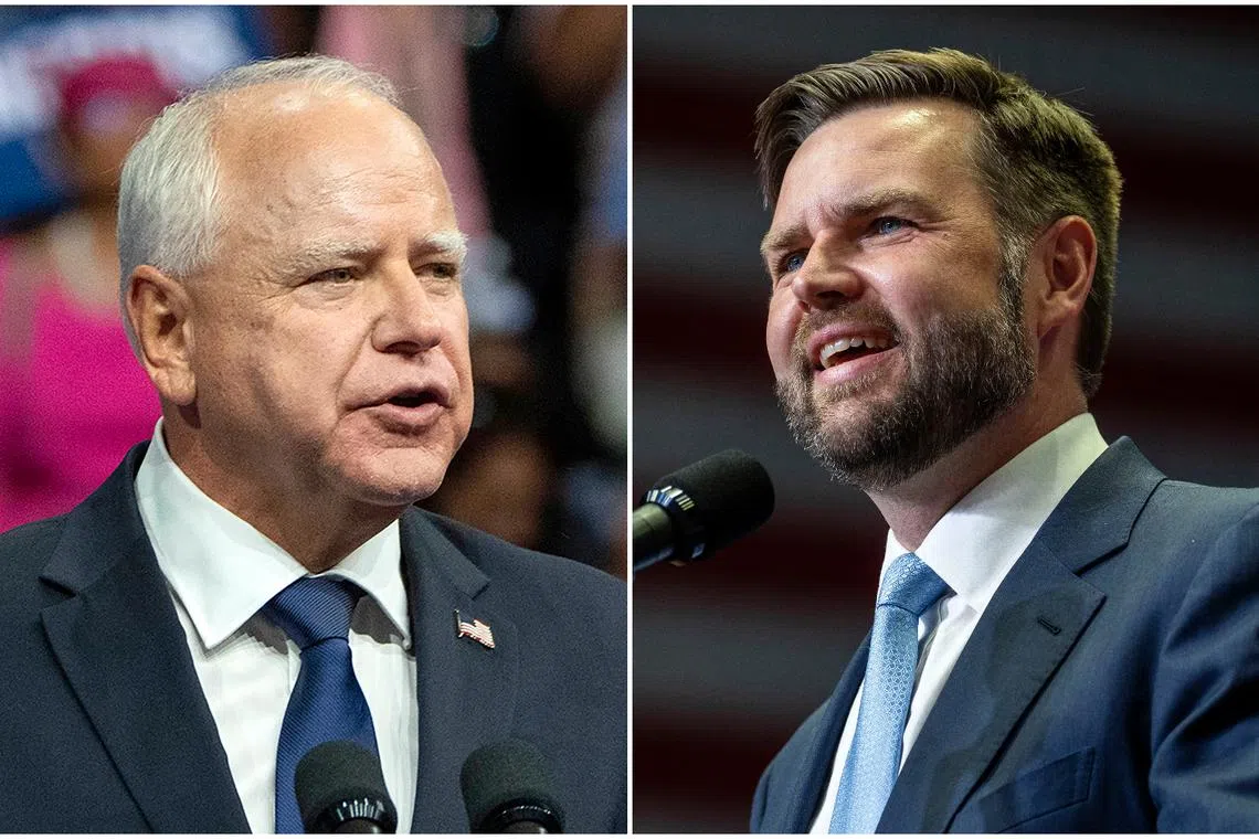 CBS had offered four potential debates to Democratic Minnesota governor Tim Walz (left) and Ohio’s Republican senator J.D. Vance. 