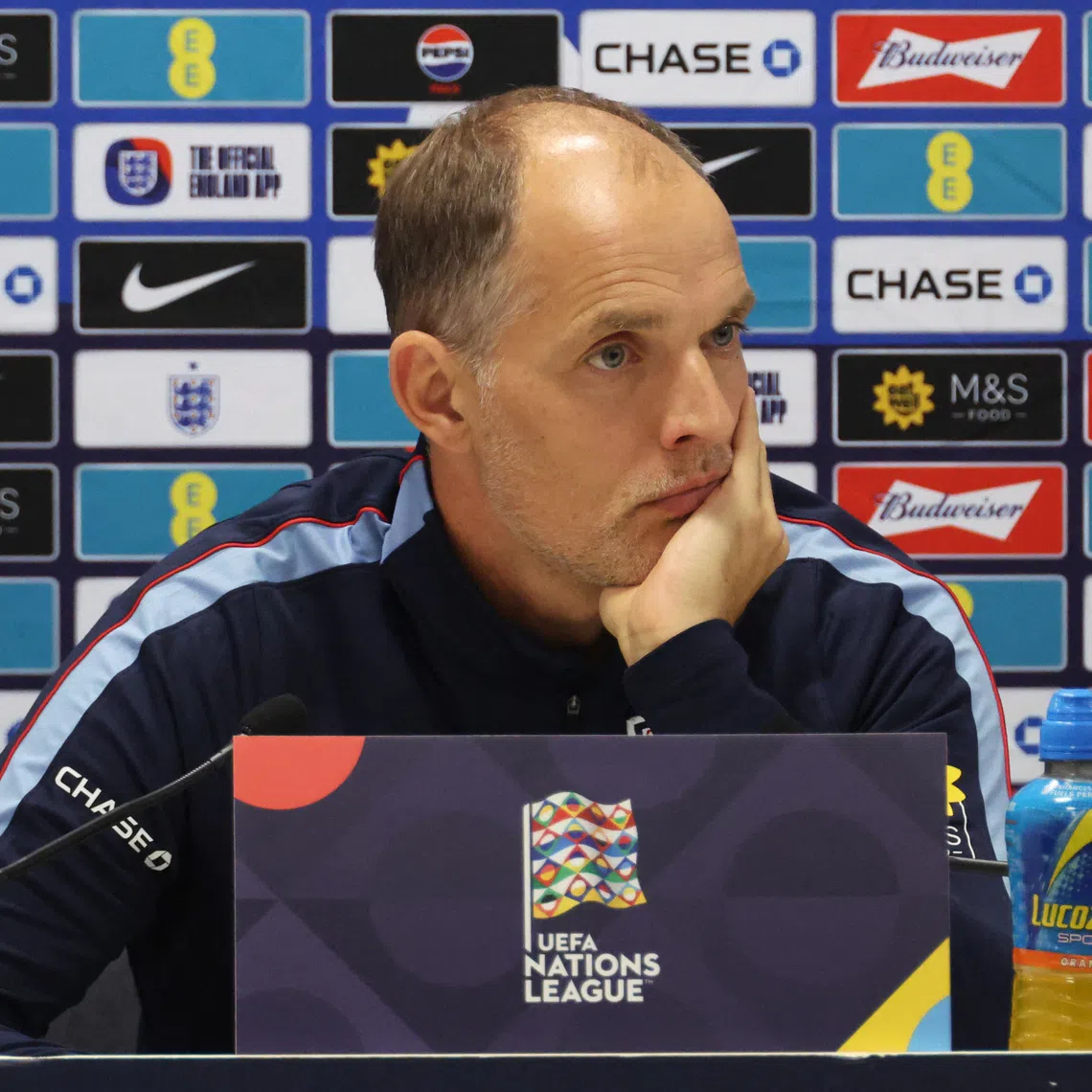 England manager Thomas Tuchel was asked whether he would continue selecting City players if the club were relegated from the Premier League, and said it was possible.