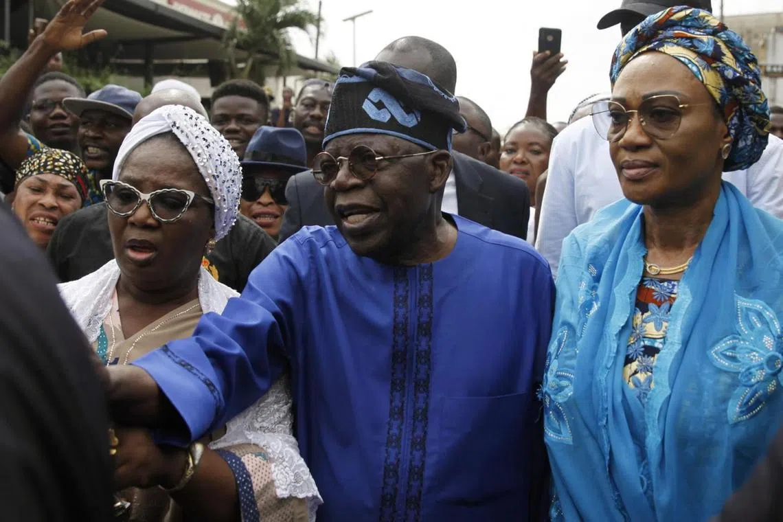 President-elect Bola Ahmed Tinubu (centre) polled 8.79 million votes.