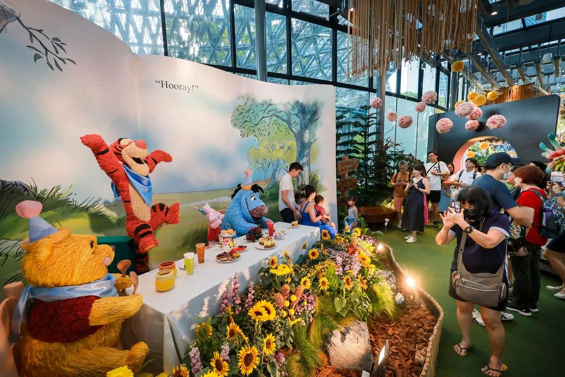 Visitors exploring the Disney Garden of Wonder at Gardens by the Bay on June 20.