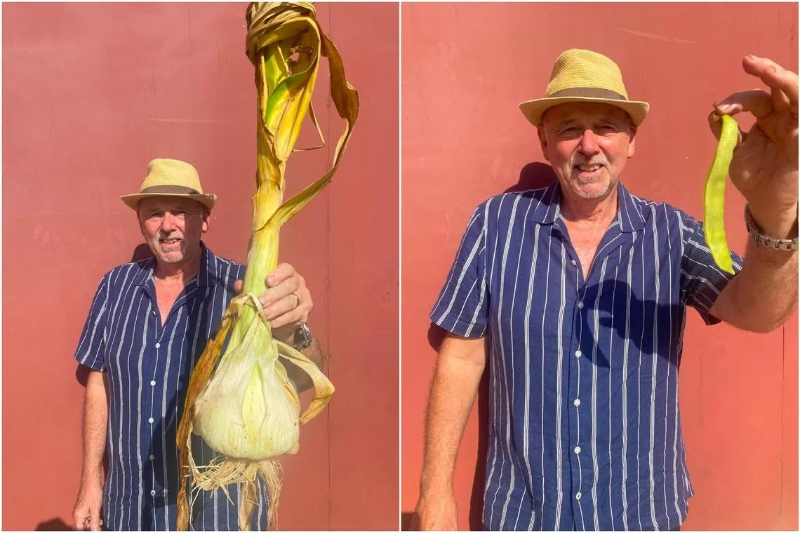 Graham Barratt’s garlic bulb and pea pod were deemed the heaviest in the world.