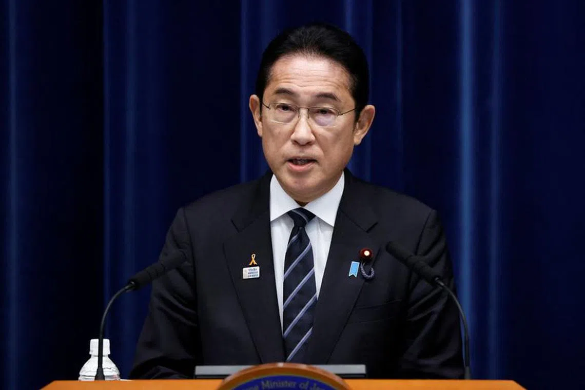 FILE PHOTO: Fumio Kishida, Japan's prime minister, speaks during a news conference at the prime minister's official residence in Tokyo, Japan, November 2, 2023.  Kiyoshi Ota/Pool via REUTERS/File Photo