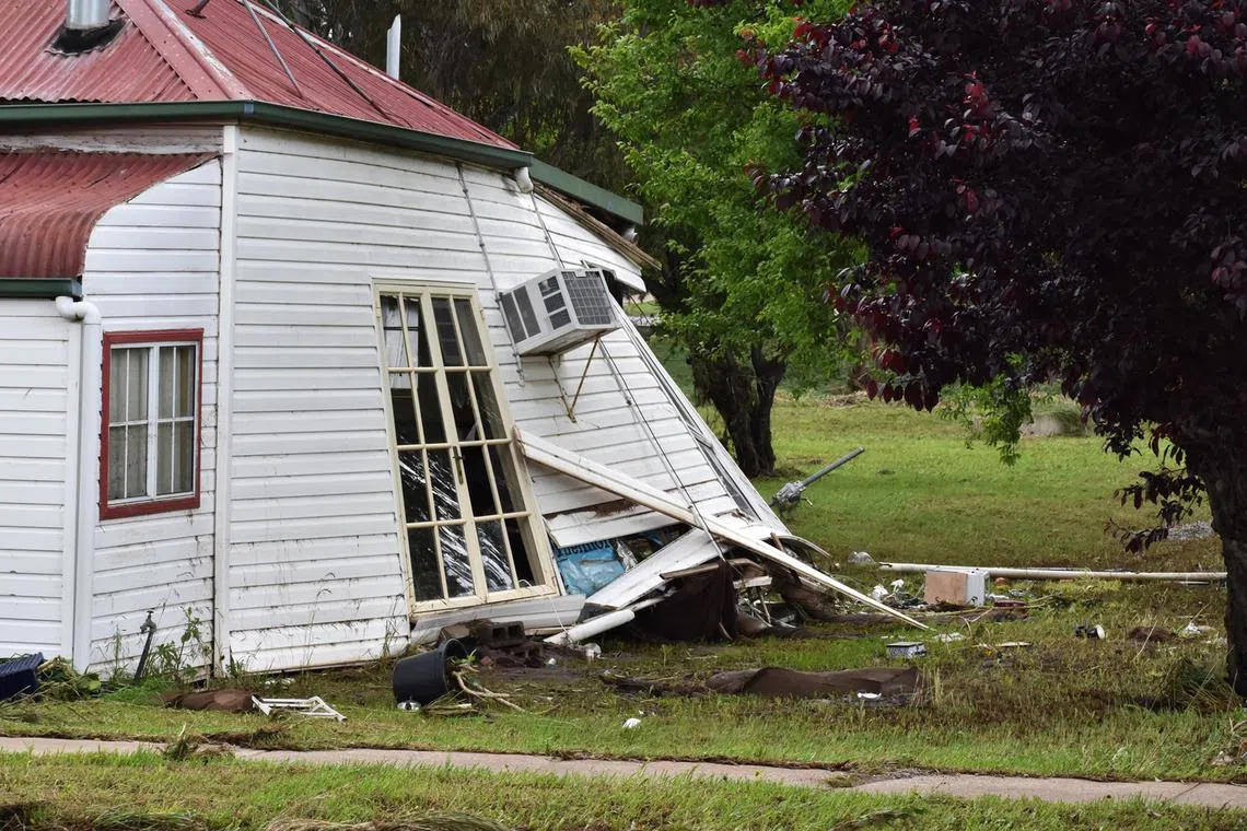 A damaged house in the aftermath of a flood in Molong, New South Wales, Australia, Nov 14, 2022. 