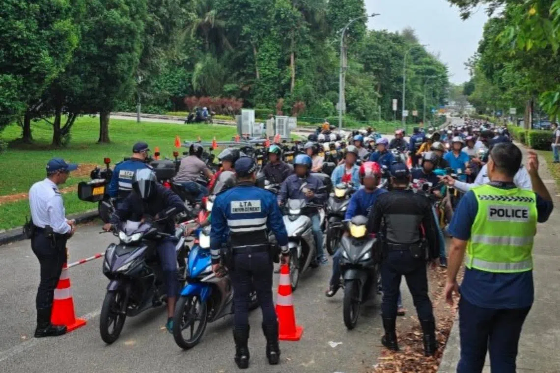 A total of 269 motorcycles were stopped for checks in the joint operation by TP, NEA and LTA.