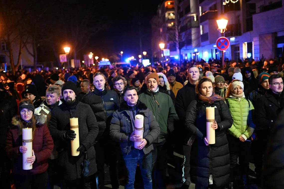 People attending a commemoration organised by the far-right Alternative for Germany party at the cathedral square on Dec 23, after the Christmas market car-ramming attack in Magdeburg, eastern Germany, on December 20.  