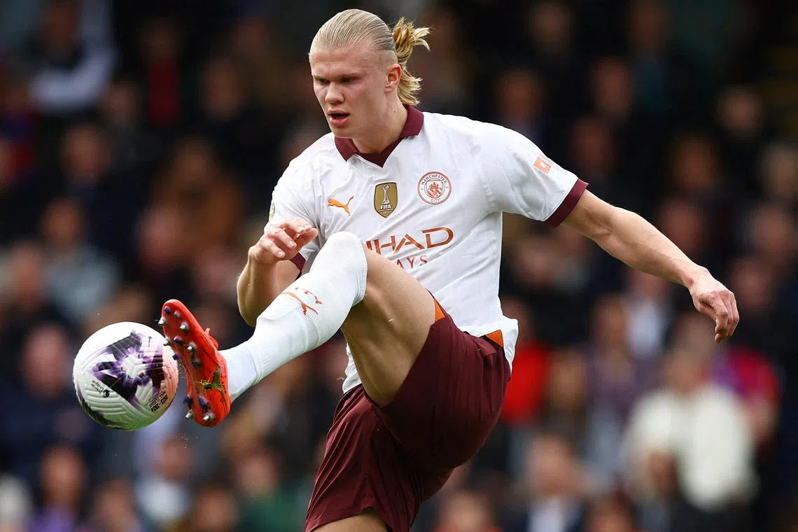 FILE PHOTO: Soccer Football - Premier League - Crystal Palace v Manchester City - Selhurst Park, London, Britain - April 6, 2024 Manchester City's Erling Braut Haaland in action Action Images via Reuters/Matthew Childs/File Photo