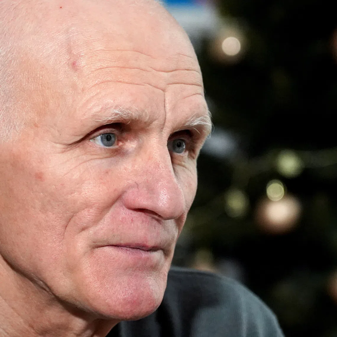 Nobel Peace Prize laureate and Belarusian human rights campaigner Ales Bialiatski looks on during an interview in Vilnius, Lithuania, December 16, 2025. REUTERS/Janis Laizans