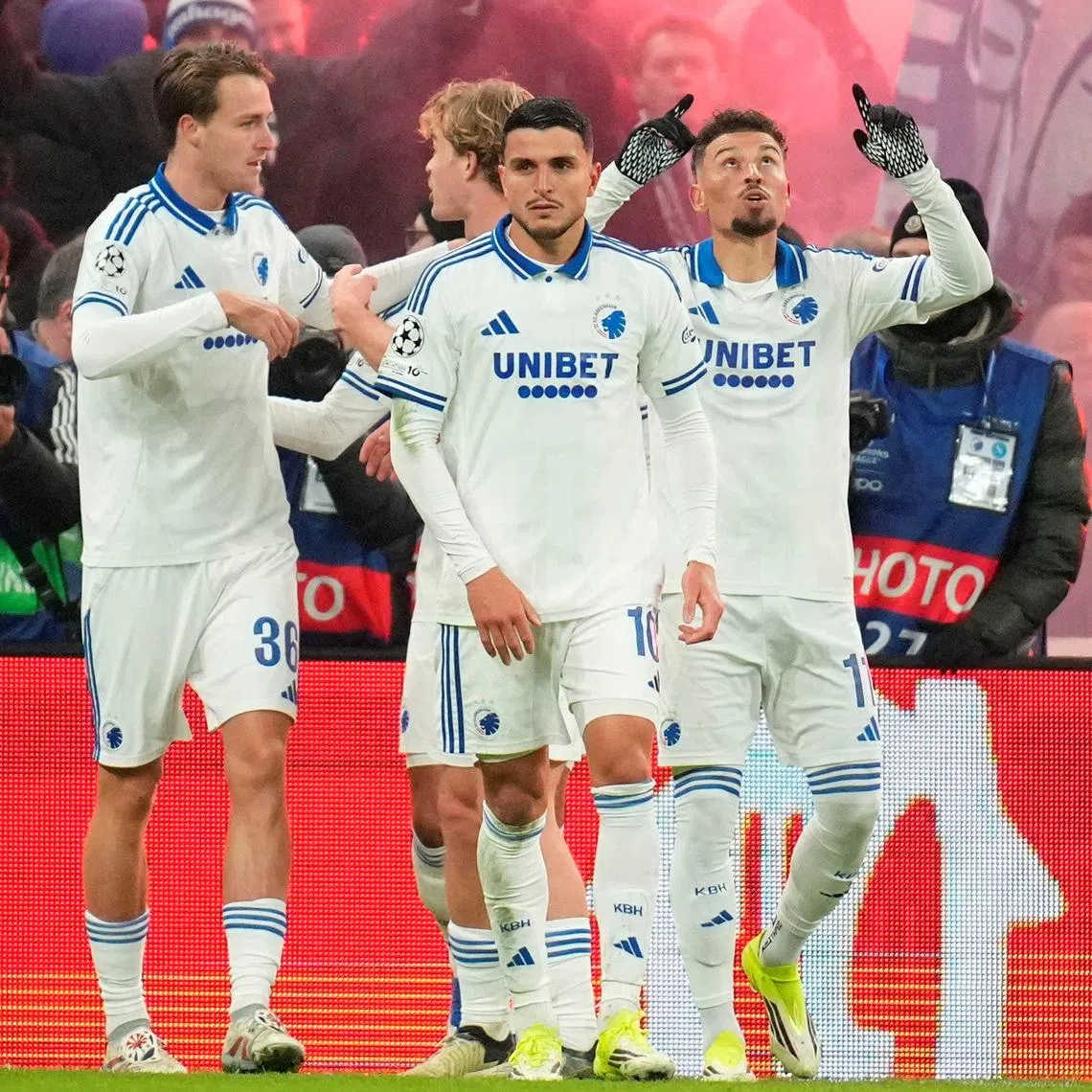 Soccer Football - FC Copenhagen v Napoli - Parken, Copenhagen, Denmark - January 20, 2026 FC Copenhagen's Jordan Larsson celebrates scoring their first goal Liselotte Sabroe/Ritzau Scanpix via REUTERS