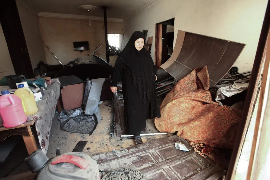 With her home destroyed, Ms Zainab Farran now sleeps at the house of her newly-widowed son, who stayed in Nabatieh working for an electrical company.
