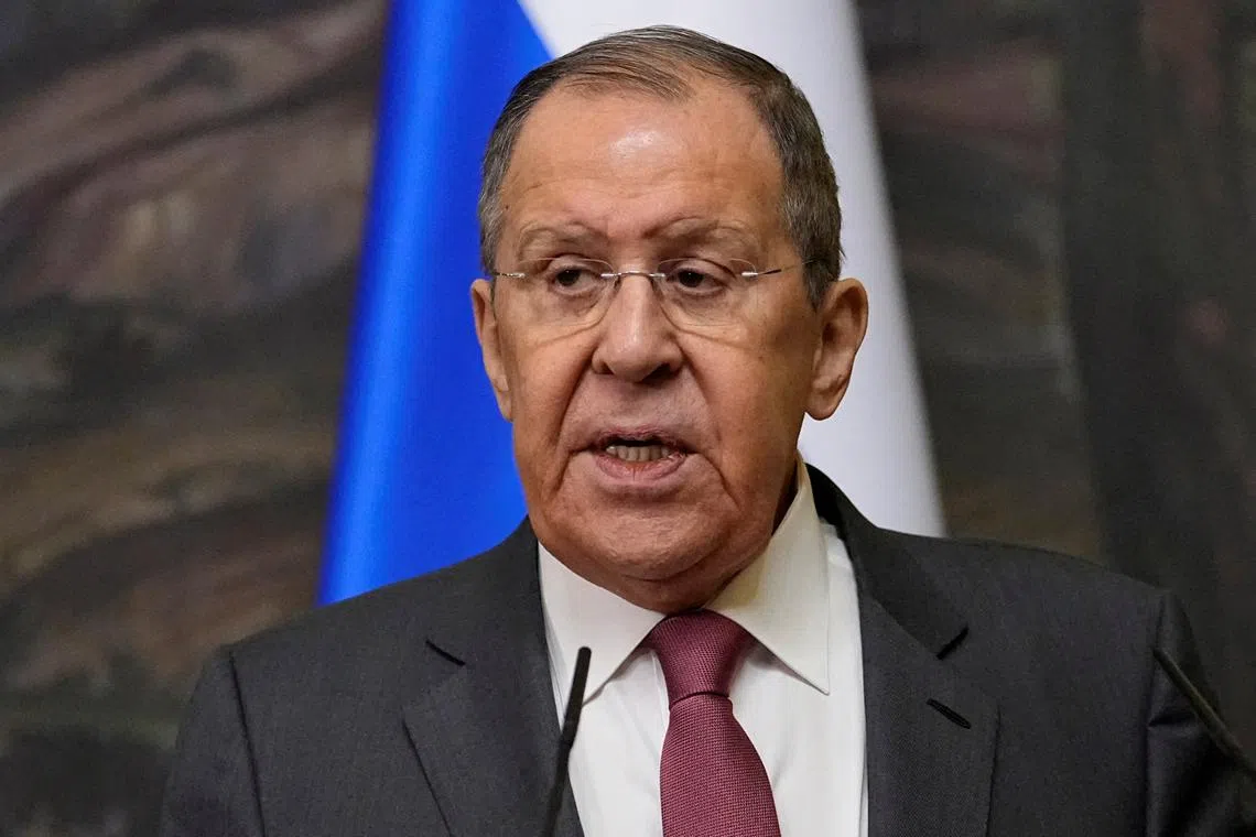 FILE PHOTO: Russian Foreign Minister Sergei Lavrov speaks during a press conference following talks with his Nigerian counterpart Yusuf Tuggar in Moscow, Russia, March 6, 2024. Alexander Zemlianichenko/Pool via REUTERS/File Photo