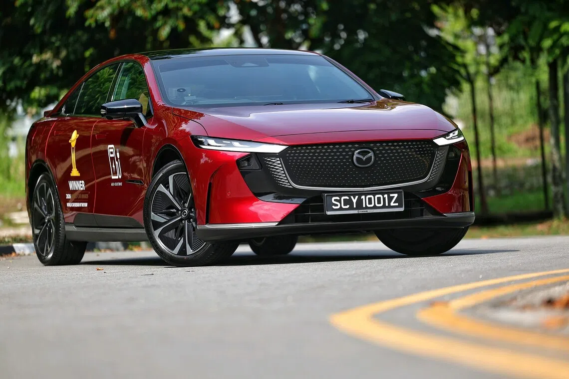 Sleek silhouette: The Mazda 6e hides its sizeable bulk well – both visually and at the wheel.