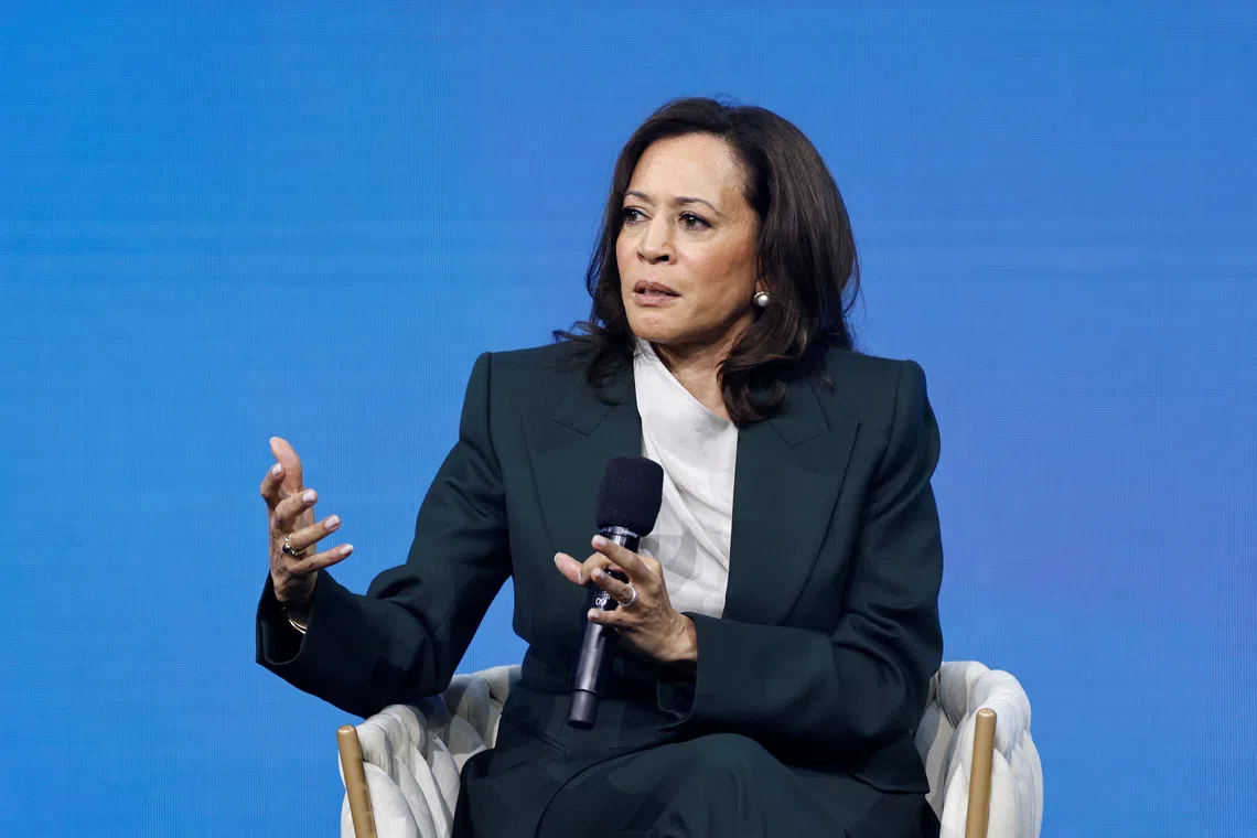 Former US vice-president Kamala Harris urged the US to engage China on international rules and standards for AI.