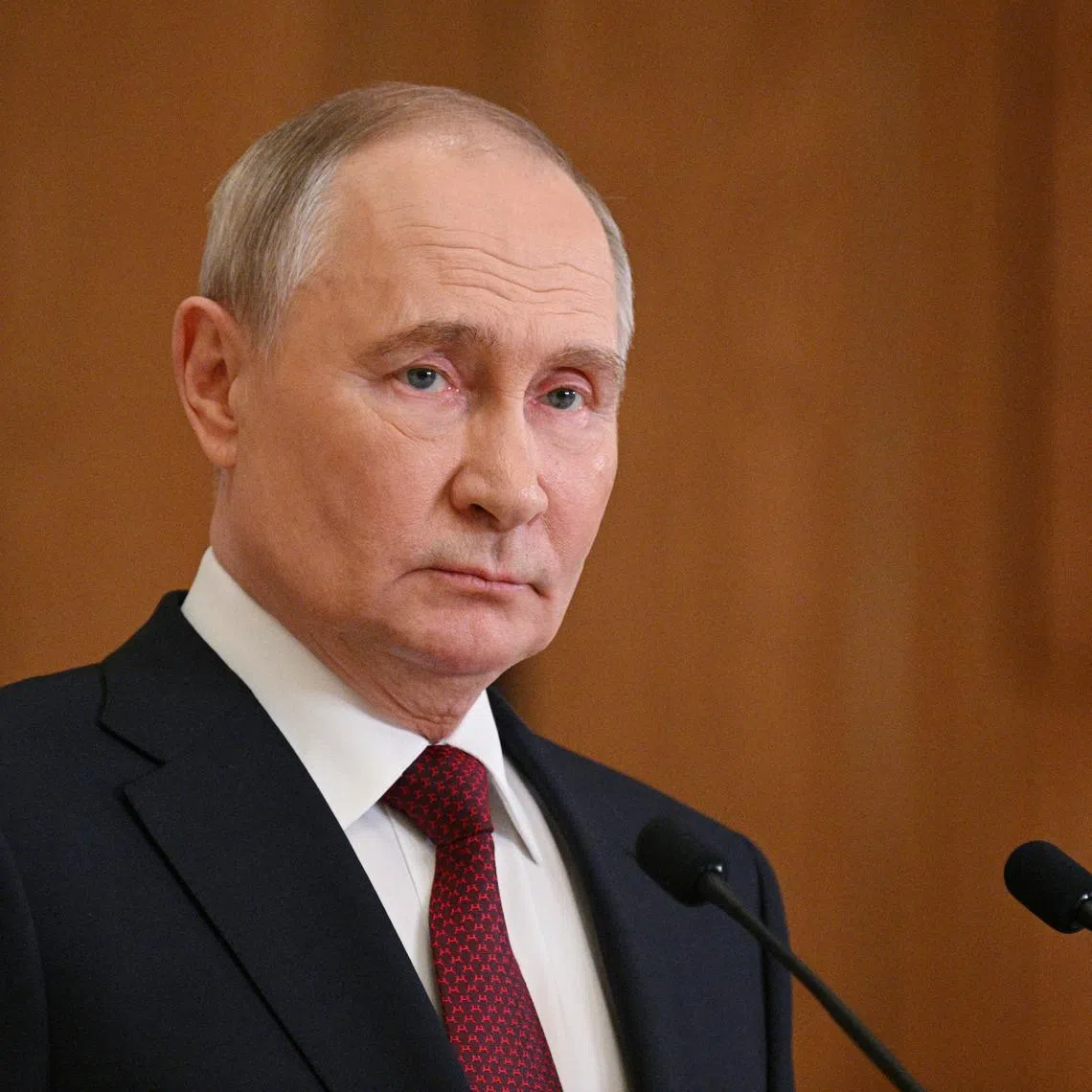 Russian President Vladimir Putin attends a press conference following the Collective Security Treaty Organisation (CSTO) summit in Astana, Kazakhstan, November 28, 2024. Sputnik/Ramil Sitdikov/Kremlin via REUTERS