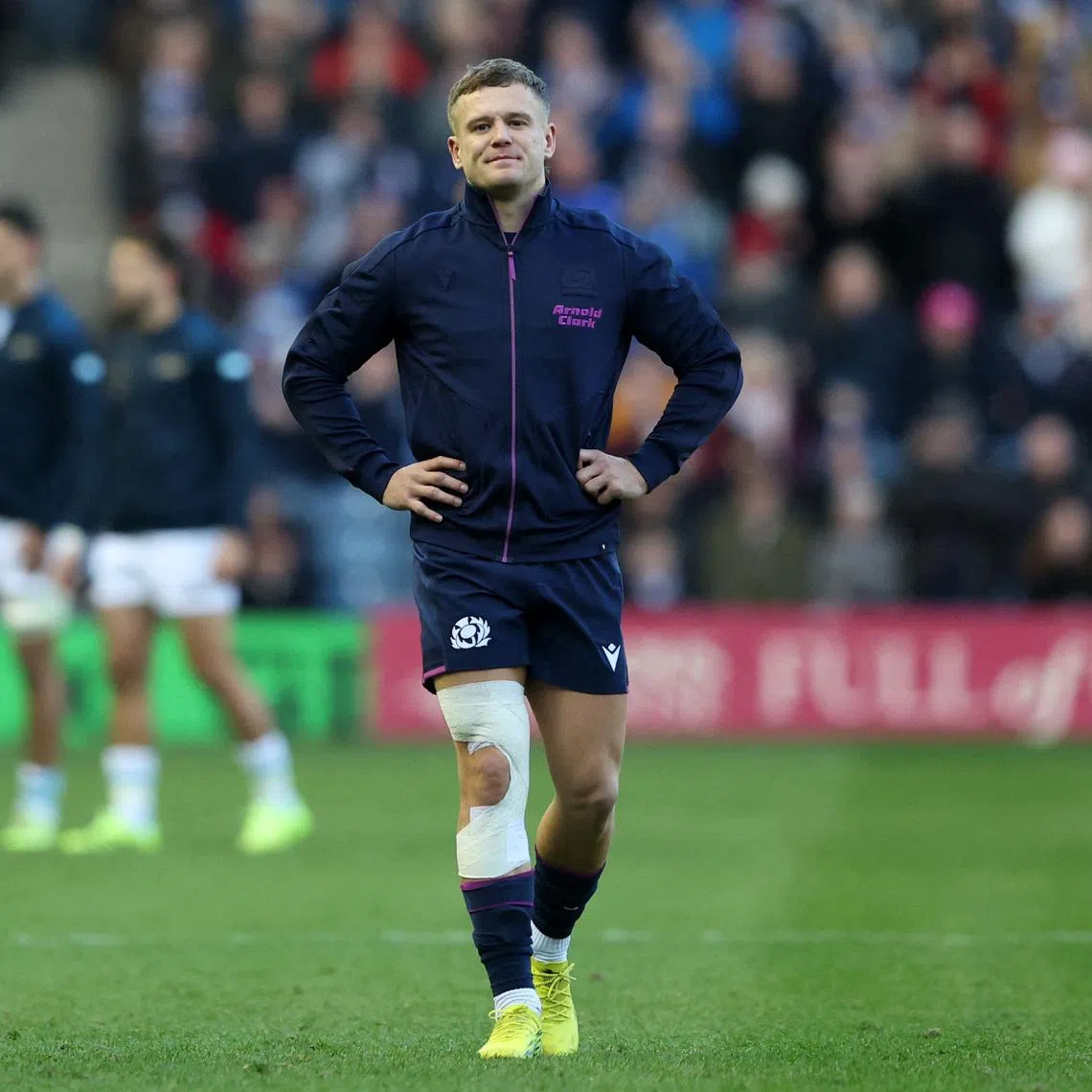 Rugby Union - Autumn Internationals - Scotland v Argentina - Murrayfield Stadium, Edinburgh, Scotland, Britain - November 16, 2025 Scotland's Darcy Graham during the warm up before the match REUTERS/Scott Heppell