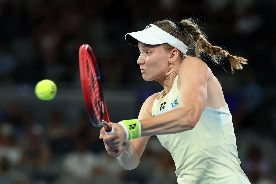 Tennis - Australian Open - Melbourne Park, Melbourne, Australia - January 24, 2026 Kazakhstan's Elena Rybakina in action during her third round match against Czech Republic's Tereza Valentova REUTERS/Edgar Su