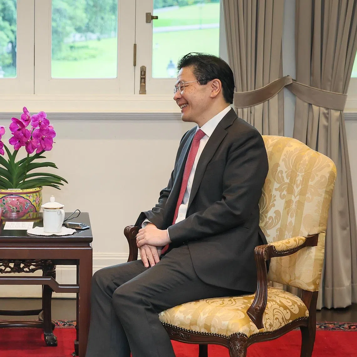PM Lawrence Wong meeting Qatari Deputy Prime Minister and Minister of State for Defence Affairs Sheikh Saoud bin Abdulrahman Al Thani on the sidelines of the Shangri-La Dialogue on May 30.