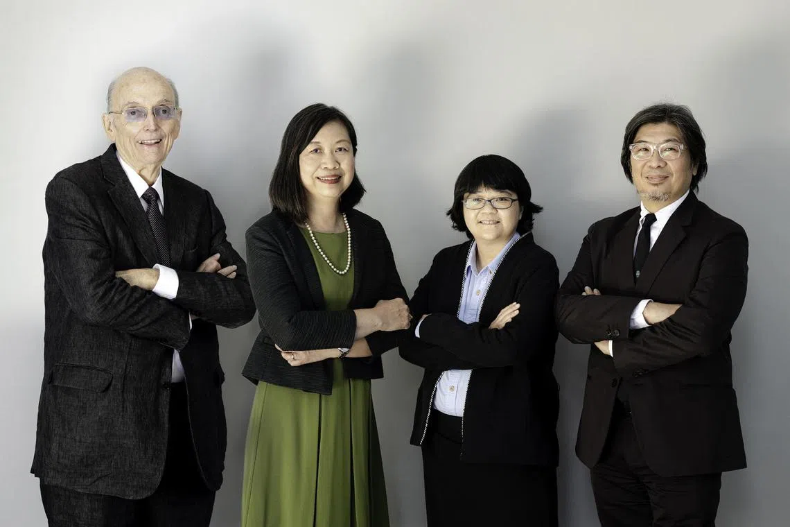 The award-winning team that put Singapore on the myopia map (from left) the late Professor Roger Beuerman, Professor Saw Seang Mei, Associate Professor Audrey Chia and Professor Donald Tan.