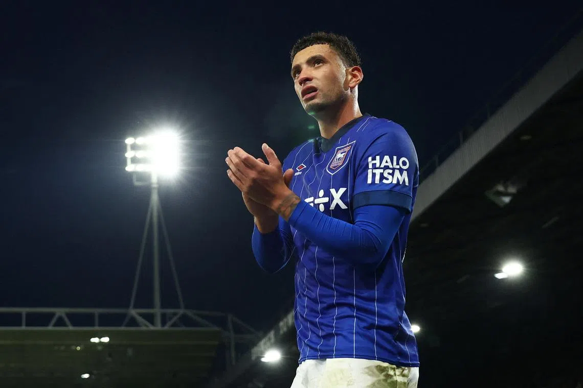 Soccer Football - FA Cup - Third Round - Ipswich Town v Bristol Rovers - Portman Road, Ipswich, Britain - January 12, 2025 Ipswich Town's Ben Godfrey reacts after being substituted Action Images via Reuters/Andrew Boyers