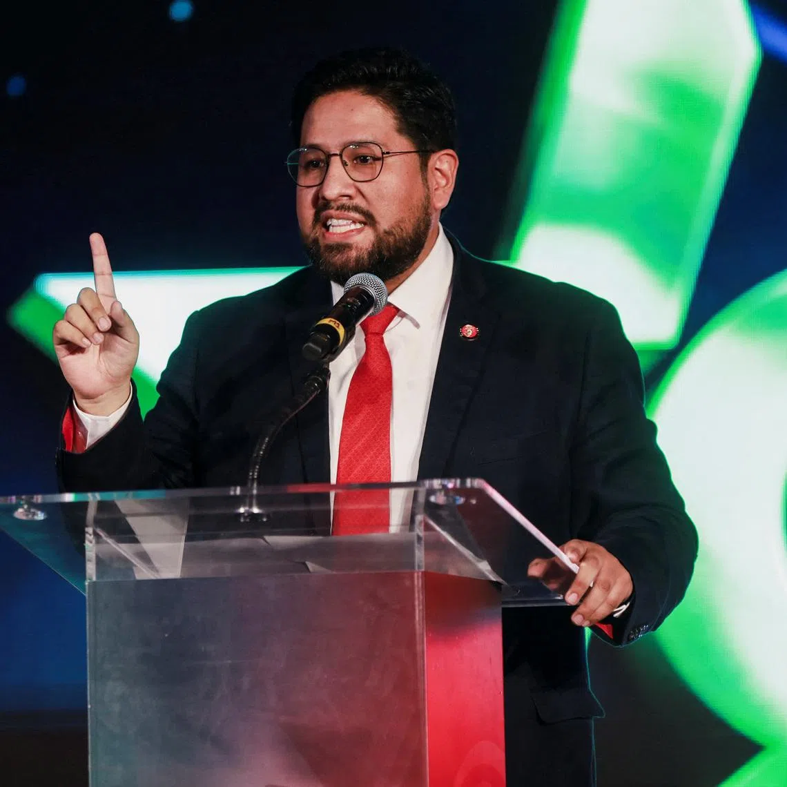 FILE PHOTO: Joseph Humire, Center for a Secure Free Society Executive Director, speaks during the Conservative Political Action Conference (CPAC) in Mexico City, Mexico August 24, 2024. REUTERS/Toya Sarno Jordan/File Photo
