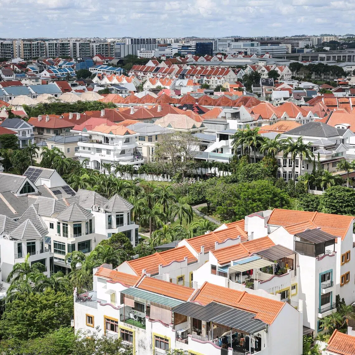 ST20250224_202562400585/pixgenerics/Brian Teo/Generic of landed houses along Upper East Coast road on Feb 24, 2025. Can be used for stories on housing development, landed property, private housing, residential, Urban Redevelopment Authority (URA), cooling measures, property market, housing prices. ST PHOTO: BRIAN TEO
