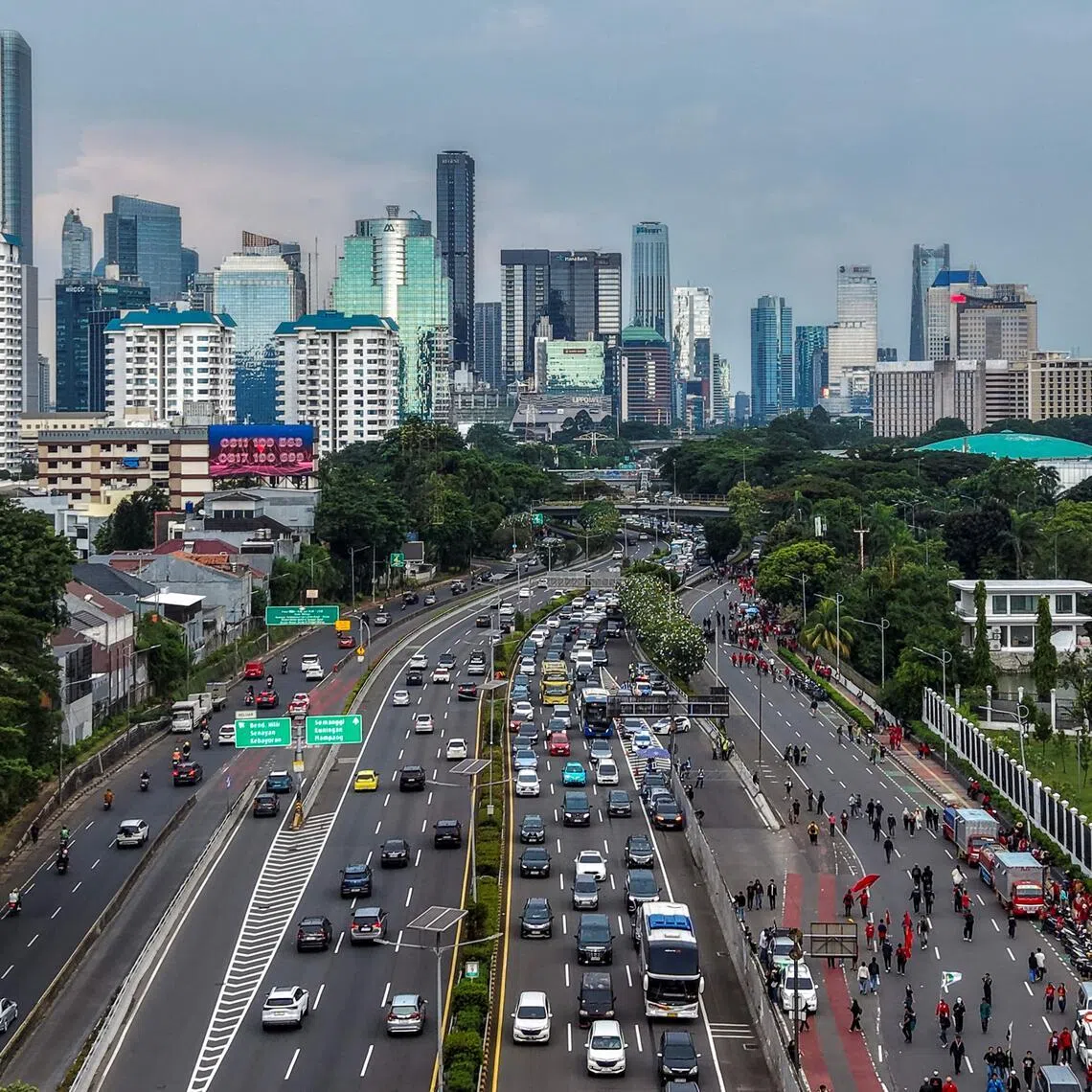This picture shows an aerial view of Jakarta's skyline on May 1. 
