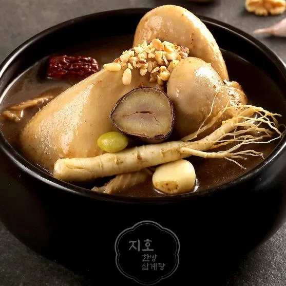 (Clockwise from top left) Jiho Samgyetang SBCD's Black Garlic Samgyetang, Modu High's Chicken Seafood Samgyetang, Korea Culture's Fire Mala samgyetang, Bomul Samgyetang's Black Truffle soup.