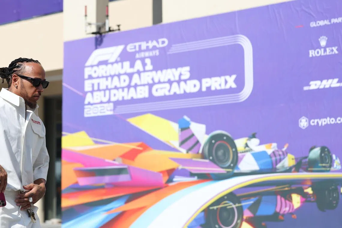 Mercedes driver Lewis Hamilton of Britain arriving at the paddock ahead of the Formula One Abu Dhabi Grand Prix on Dec 5. The Dec 8 race will be his last before moving to Ferrari.