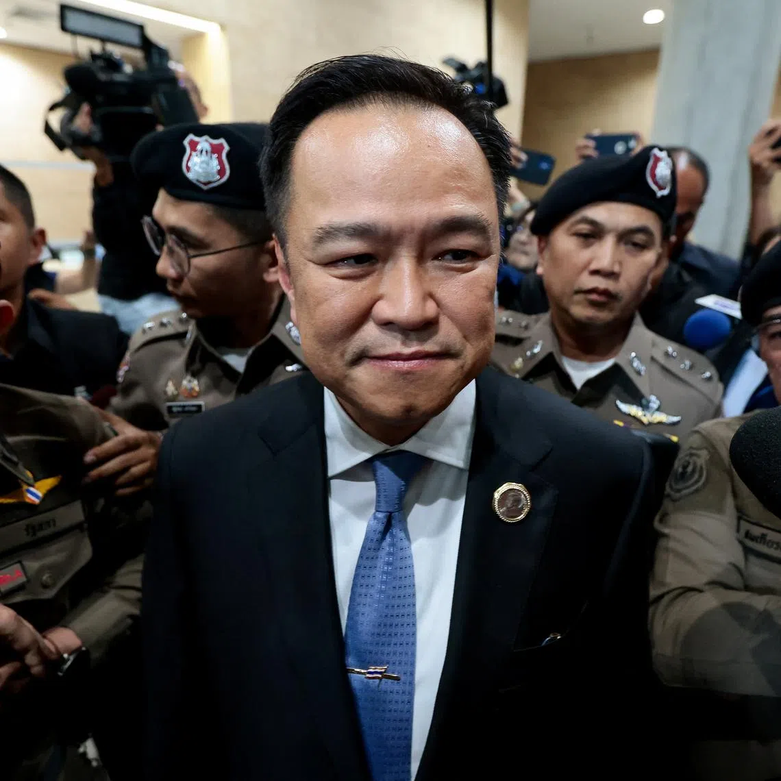 Bhumjaithai Party leader Anutin Charnvirakul leaves parliament after he was elected Thailand's new prime minister on Sept 5.