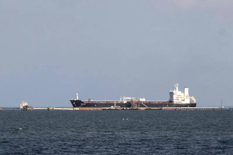 A crude oil tanker is docked in the Maracaibo Lake in Maracaibo, Venezuela, on Jan 8, 2026. 