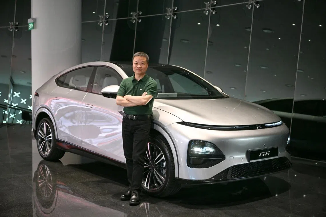 Xpeng co-founder and chairman He Xiaopeng, at the new Xpeng showroom in Leng Kee on Oct 19, 2024.