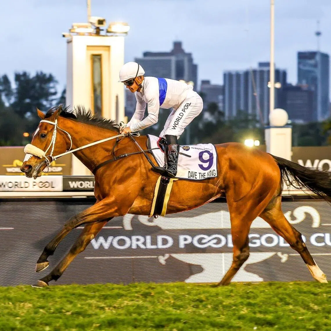 South African Horse of the Year Dave The King (Richard Fourie) winning the Grade 1 HKJC Champions Cup (1,800m) on 28 July 2024. 