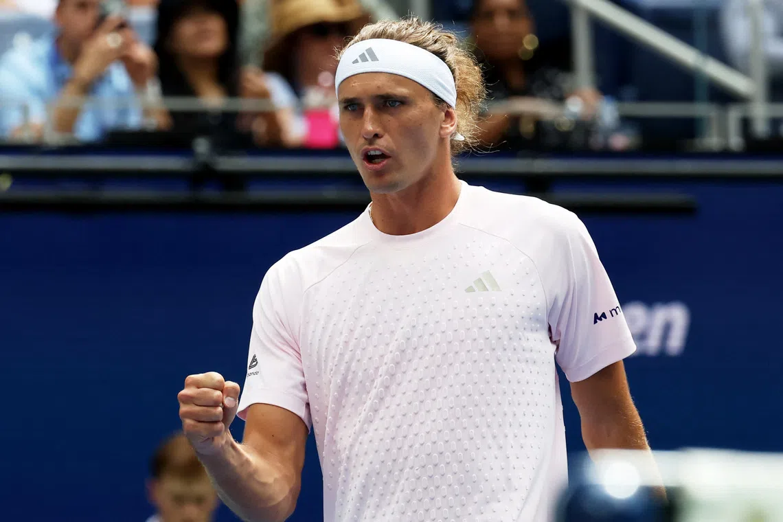 Tennis - U.S. Open - Flushing Meadows, New York, United States - August 25, 2026 Germany's Alexander Zverev in action during his mixed doubles round of 16 match with Taylor Townsend of the U.S. against Italy's Flavio Cobolli and Switzerland's Belinda Bencic IMAGN IMAGES via Reuters/Mike Frey