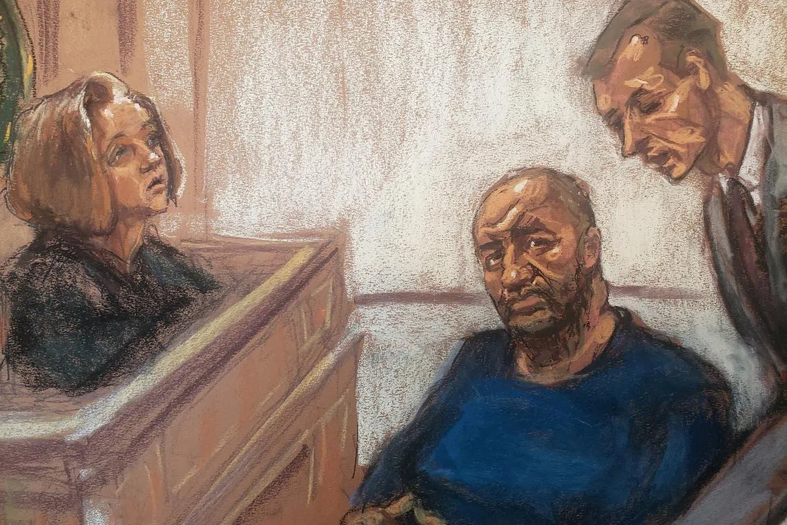 FILE PHOTO: Rafat Amirov appears in court charged with murder-for-hire and money laundering for his role in the thwarted Tehran-backed assassination attempt of a journalist and activist, who is a U.S. citizen, during his arraignment hearing before Magistrate Judge Sarah Cave at a courtroom in New York, U.S., January 27, 2023 in this courtroom sketch. REUTERS/Jane Rosenberg/File Photo