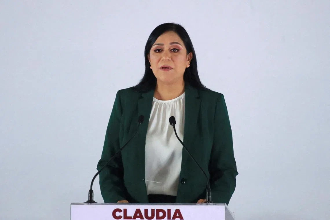 FILE PHOTO: Ariadna Montiel Reyes speaks on the day that Mexican President Claudia Sheinbaum (not pictured) announces members of her cabinet in Mexico City, Mexico, July 4, 2024. REUTERS/Henry Romero/File Photo