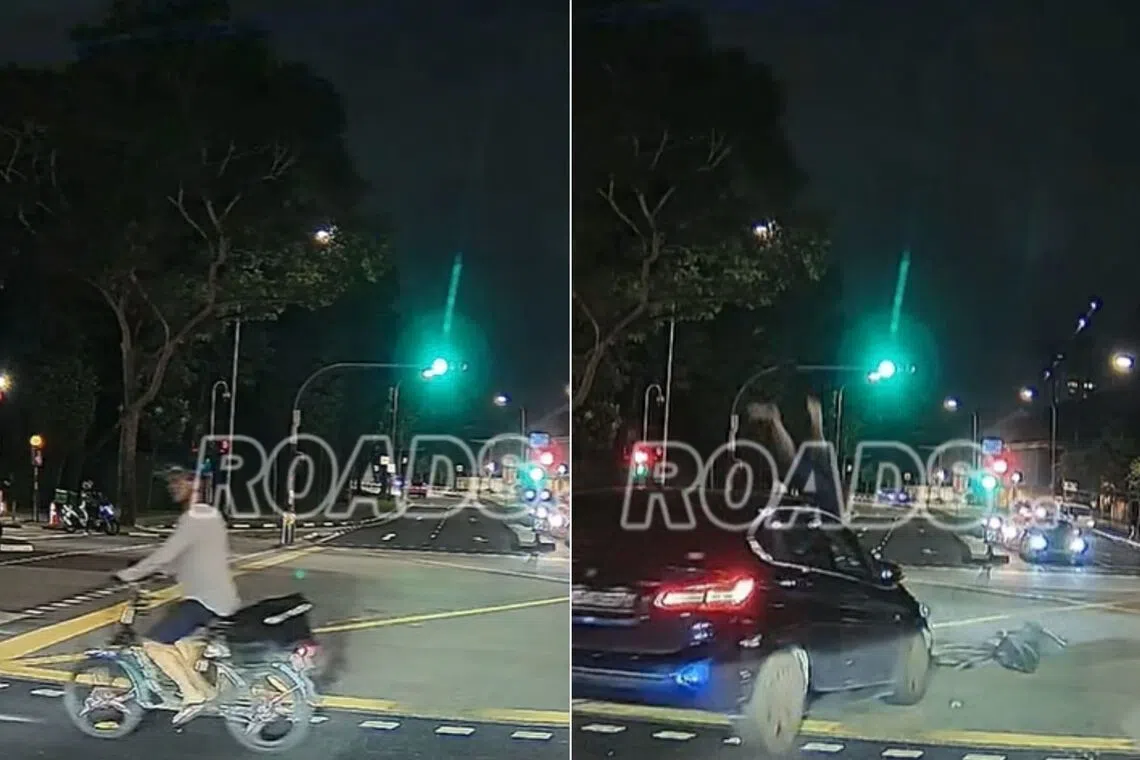 PMD rider hit by car while crossing road on red man, flies off vehicle