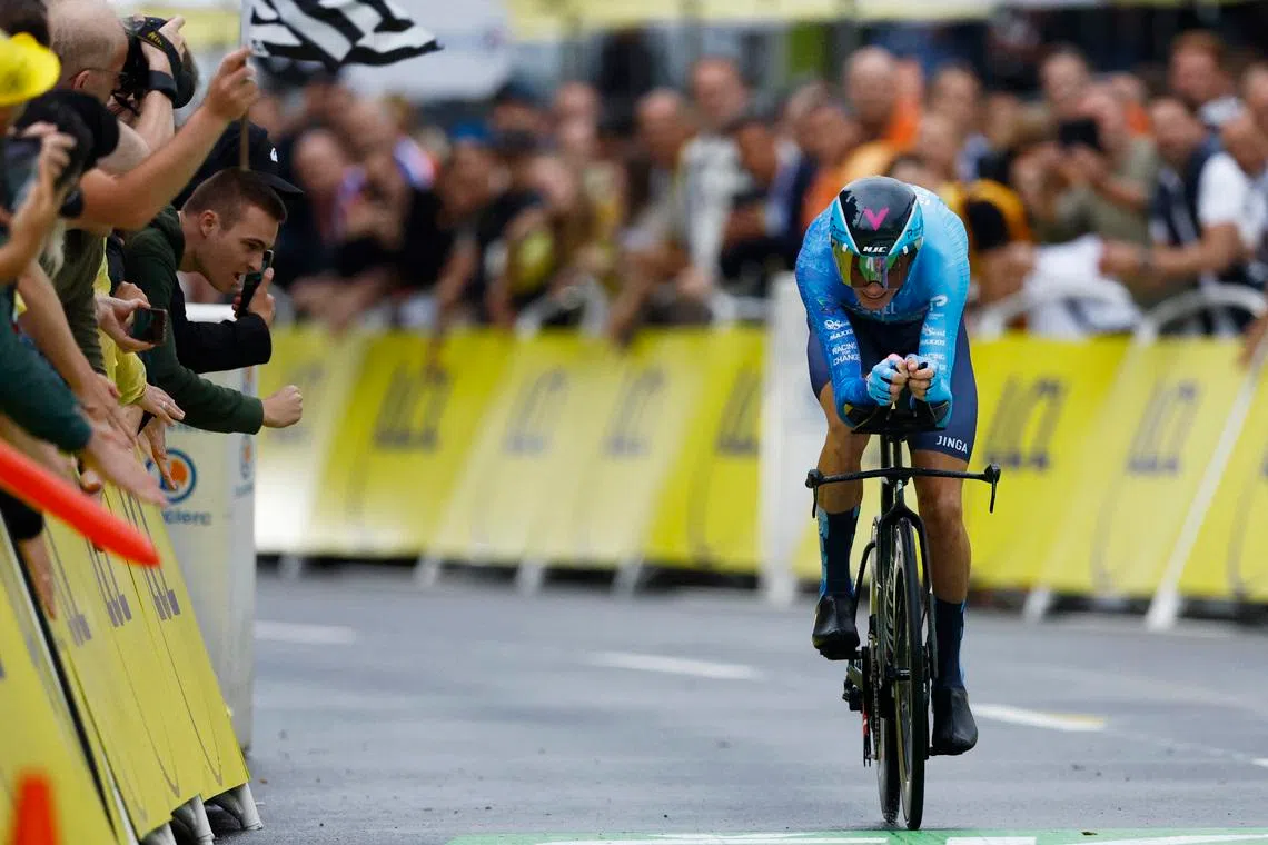 Cycling - Tour de France - Stage 1 - Copenhagen to Copenhagen - Copenhagen, Denmark - July 1, 2022 Israel-Premier Tech's Chris Froome crosses the line after stage 1 REUTERS/Gonzalo Fuentes