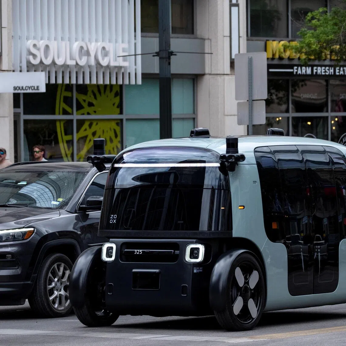 Zoox’s electric carriage-style vehicle has two rows of inward-facing seats and a top speed of 120kmh.