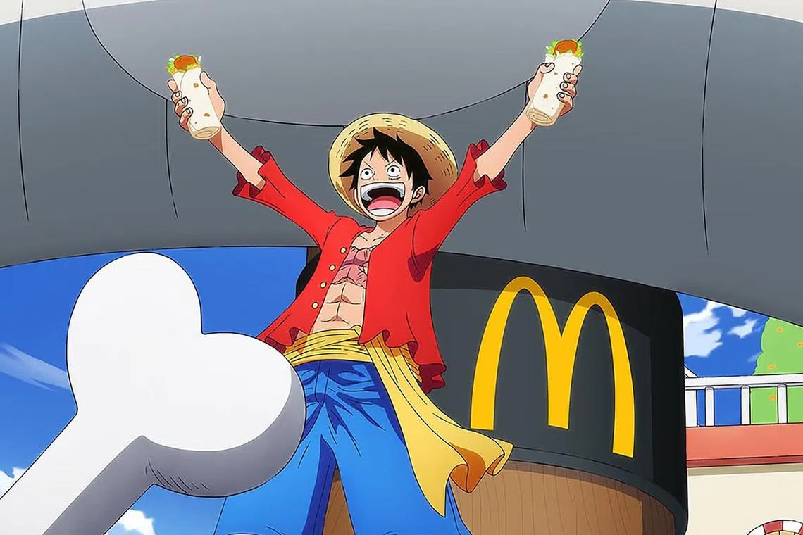 McDonald's celebrated One Piece Day on July 22 with the character Luffy holding two Snack Wraps.