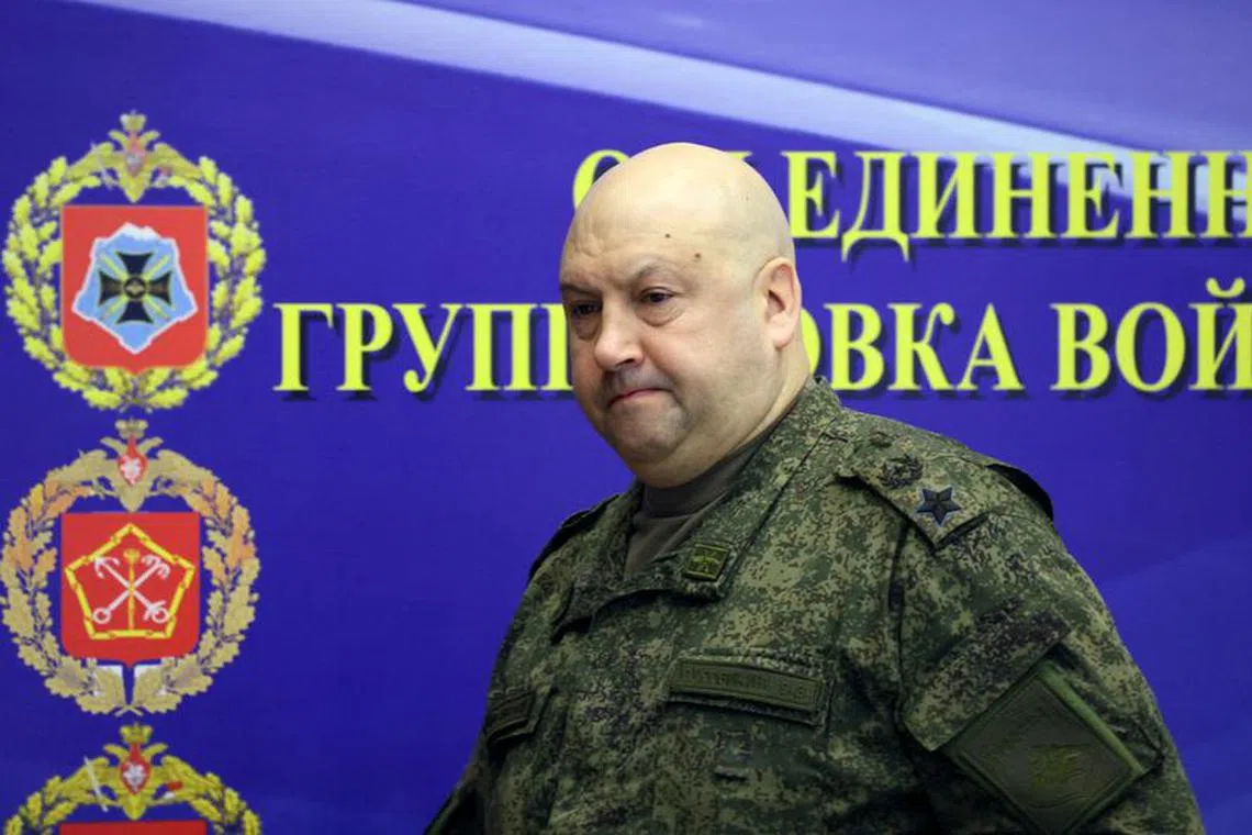 FILE PHOTO: General Sergei Surovikin, commander of Russian forces in Ukraine, visits the Joint Headquarters of the Russian armed forces involved in military operations in Ukraine, in an unknown location in Russia, in this picture released December 17, 2022. Sputnik/Gavriil Grigorov/Kremlin via REUTERS